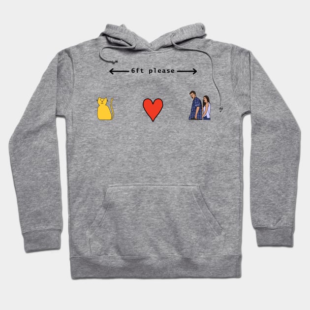 Distracted Boyfriend Meme Social Distancing Cat Hoodie by ellenhenryart